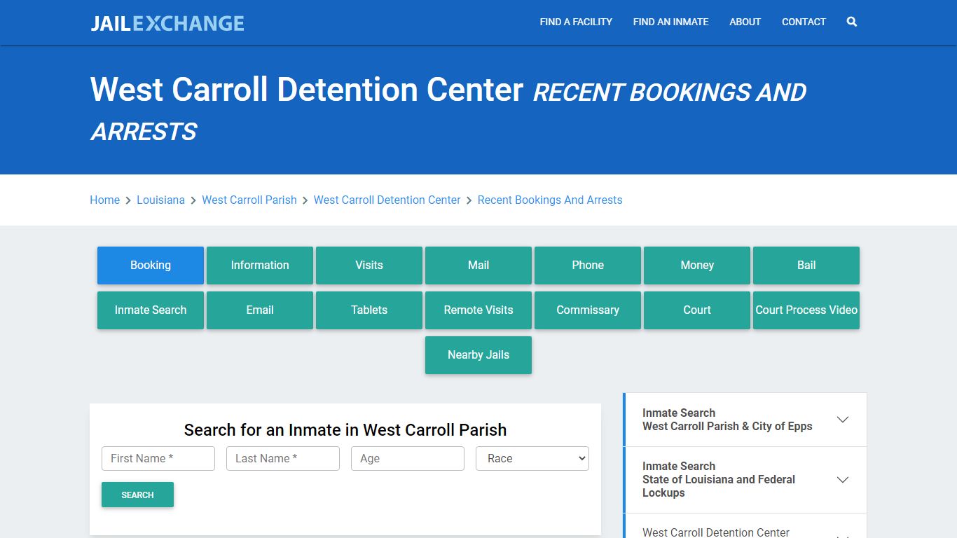 West Carroll Detention Center Recent Bookings And Arrests - Jail Exchange