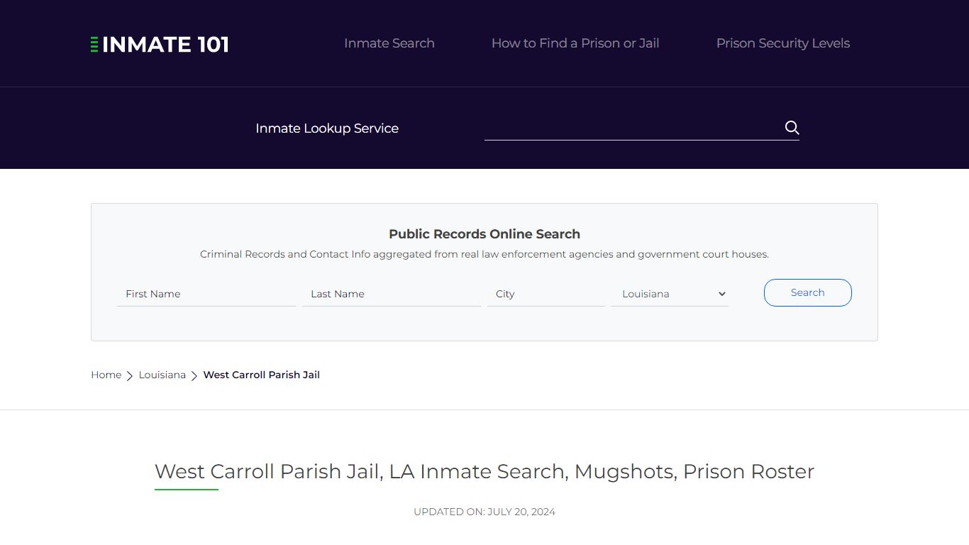 West Carroll Parish Jail, LA Inmate Search, Mugshots, Prison Roster