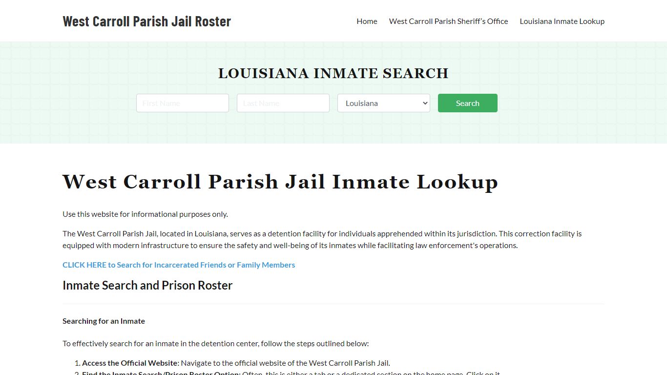 West Carroll Parish Jail Roster Lookup, LA, Inmate Search