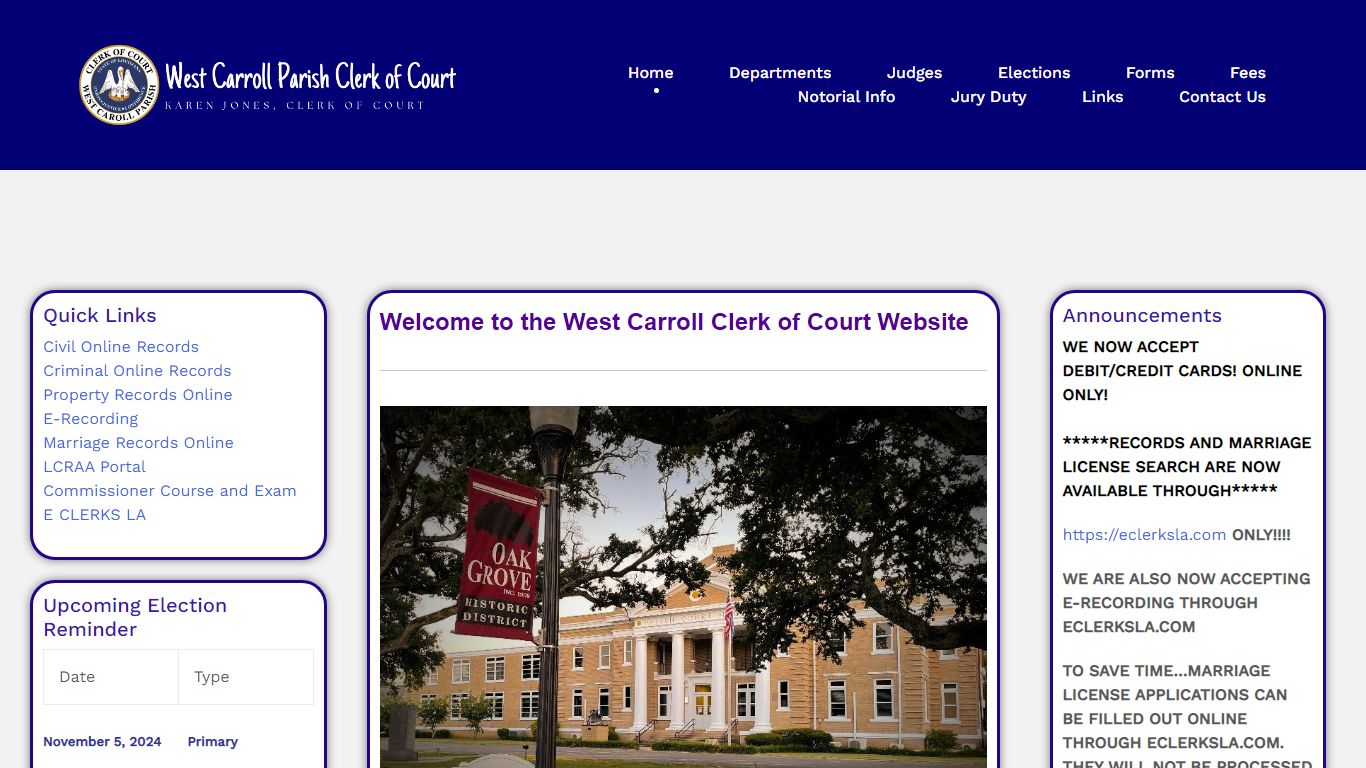West Carroll Parish Clerk of Court – Karen Jones, Clerk of Court